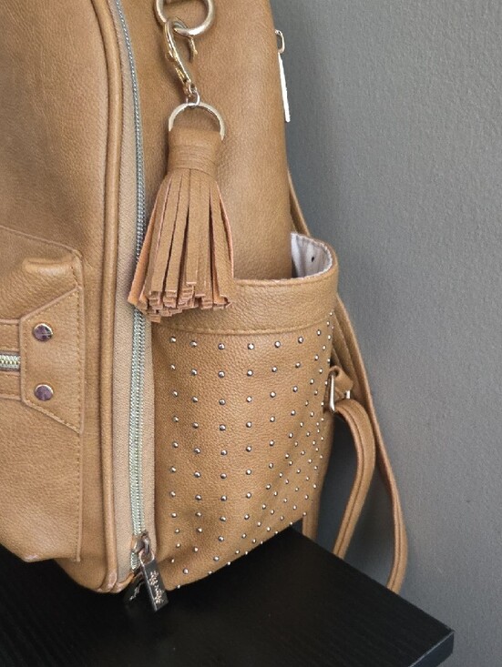 Itzy Ritzy Tan Faux Leather Diaper Bag Backpack main image 15